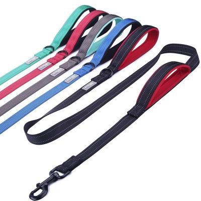 China Custom Double Neoprene Padded Traffic Logo Padded Handles Length 6 Foot Loop Heavy Duty Dog Leash For Medium To Large Dogs for sale