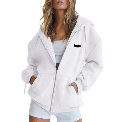 China Reversible Oversized Zip Up Hoodie Baggy Loose Zipper Hooded Sweatshirt Coat with Double Pockets Women Jacket for sale