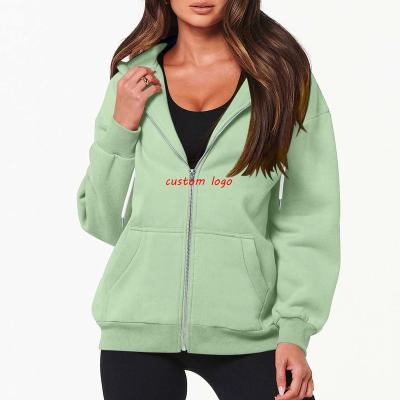 China Reversible Womens Casual Plain Hoodies Lined Thick Full Zip Up Jacket Hooded Sweatshirt Mid weight Coat with Pocket for sale