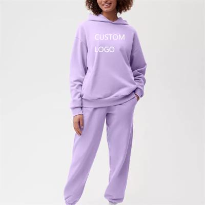 China Anti-pilling Plain Style Women 2 Piece Outfits Sweatsuit Hoodie Jogger Sweatpants Women's Tracksuit Sets for sale