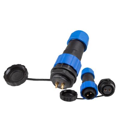 China Outdoor Circular Industrial Male Female Power 2 Pin Male Female Cable Plug Mount M20 SD20 Locknut 25A Locknut Socket Connector for sale