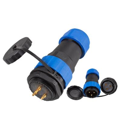 China Power Latest Hot Selling IP68 Threaded Panel Mount SD28 Locknut 3 Pin 25A M28 Plastic Circular Waterproof Power Socket Connector for sale