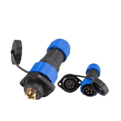 China Power Panel Mount PS SD20 M20 Flange 5Pin 25A High Quality Threaded Plastic Male Female Socket Wire Waterproof Connectors for sale