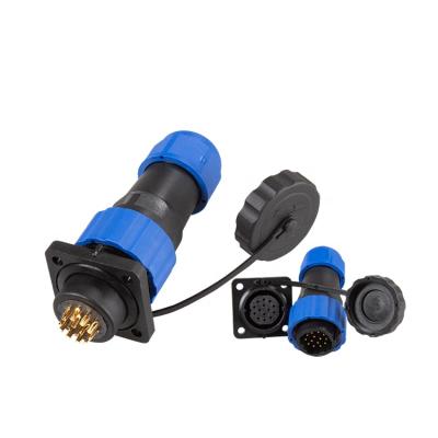 China Power Latest Hot Selling IP68 Threaded Panel Mount SD20 Square 14 Pin 5A Power Socket Plastic Circular Male Female Connector for sale