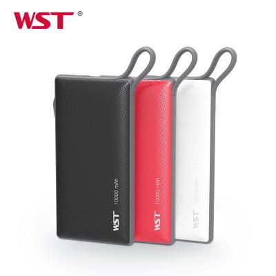 China Top Selling 18W 10000mah WST Support Portable Slim Fast Charging Powerbank With Cable for sale