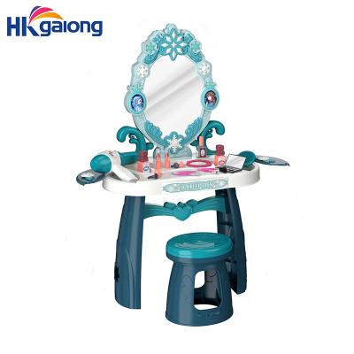 China Make Up New Style Colorful Snow Dress Make Up Pretend Dressing Table Toy With Chair for sale