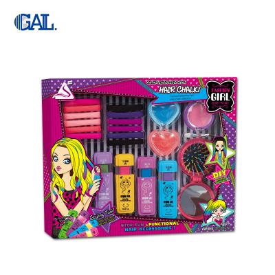 China Make up kids hair coloring set cosmetics with hair chalk, hair ring, lip gloss and cosmetic comb for sale