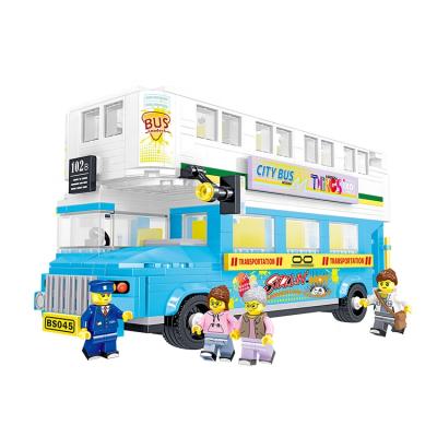 China DIY practice ZHEGAO double decker bus city tourist bus building block urban traffic child to build to block to observe the city scape for sale