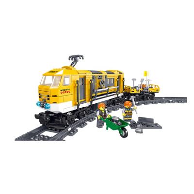 China DIY Practice ZHEGAO Railway Building Block Maintenance Vehicle Car Building Block Set With Wheel for sale