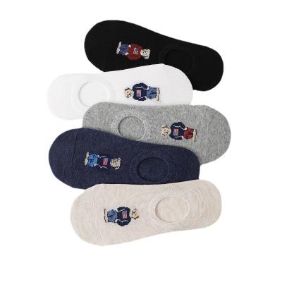 China Hot Selling QUICK DRY Summer Bear Cute Thin Pattern Breathable Cotton Anti Invisible No Show Low Cut Socks For Men for sale