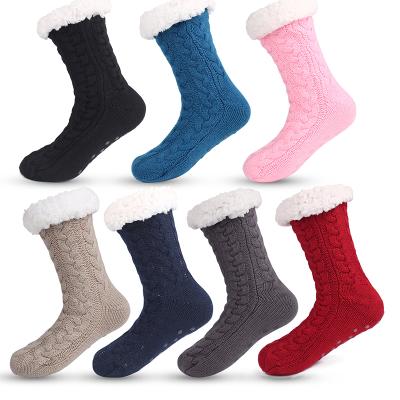 China Fuzzy Knit Indoor Floor Winter Christmas Slipper Non-slip Socks Breathable Wholesale Clips for sale