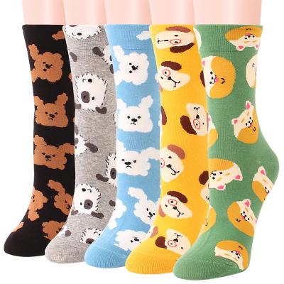 China Wholesale Cheap Breathable Cartoon Cute Jacquard Cotton Crew Women Socks for sale