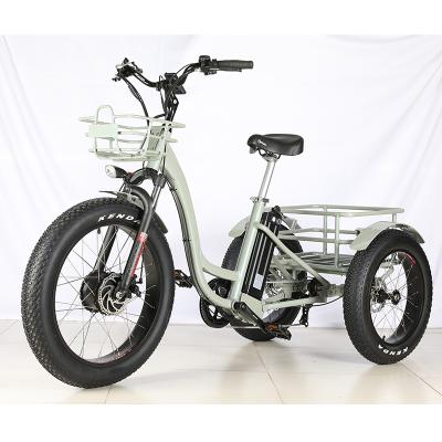 China Standard type aluminum alloy frame 48v 500w 750w front wheel geared hub motor cargo electric bicycle fat tire electric tricycle for sale