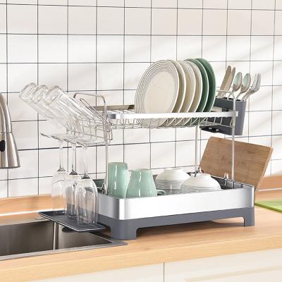 China Custom Cabinet Storage Rack OEM Wire Dish Dryer Organizer Shelf Dish Bowl Dish Drainer Stocked Over Sink Drying Kitchen Dish Rack for sale