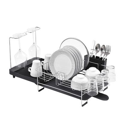 China Durable Stainless Steel Dish Drying Rack Kitchen Storage Dish Organizer Expandable Over Sink Utensils Plate Bowl Dish Drainer Rack for sale