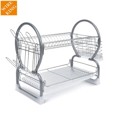 China 2 Tier Stored Rustproof Dish Drainer Drying Rack Dish Rack Utensil Rack Kitchen Storage Drain Racks For Kitchen Countertop for sale