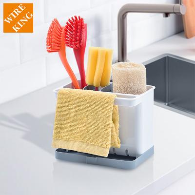 China Sink Cart Sponge Rack Organizer Sink Drain Workable 2 In 1 Sinkware Kitchen Sink Cart for sale