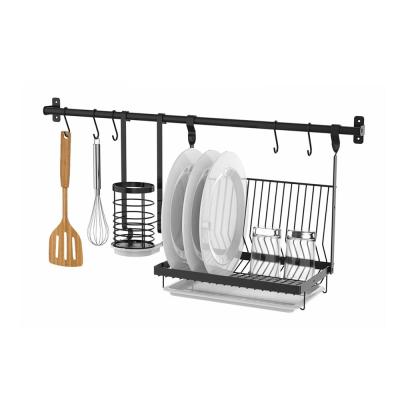 China Multifunctional Viable Kitchen Accessories Storage Rack Utensil Rack Dish Dish Rack Kitchen Shelf Rack With 5S Hook for sale