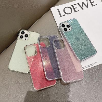 China Anti-fall For Apple 13 12 Pro Max Glitter Phone Case Iphone 11 Trending Transparent Phone Case for sale