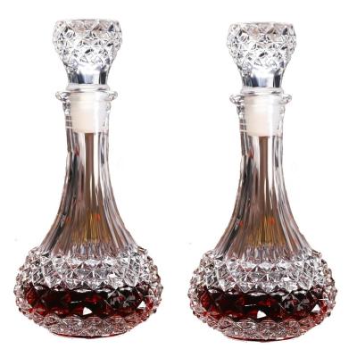 China Ball Type Embossed Wine Glass Decanter Transparent LHGB056 Food Grade for sale