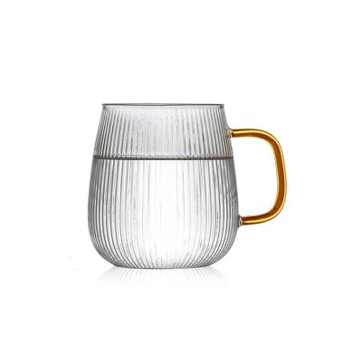 China Classic Rib Glass coffee mug Factory Supply Classical Vertical Stripes Glass Tea Cup à venda