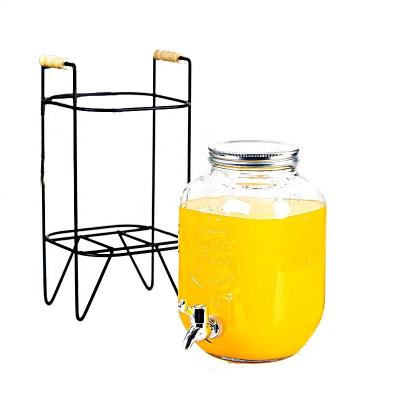 China 4Liter Metal Stand Rack Mason Jar Drink Dispenser with Screw Lid 1 Gallon zu verkaufen