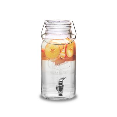 China Classic 8L Masong Drink Jars with Spigot 2 Gallon Glass Beverage Dispenser with Metal Wire Stand Rack zu verkaufen