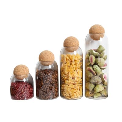 China Glass Jars with Airtight Ball Cork Lid Borosilicate Glass Storage Bottle Jars Food Storage Canisters for sale