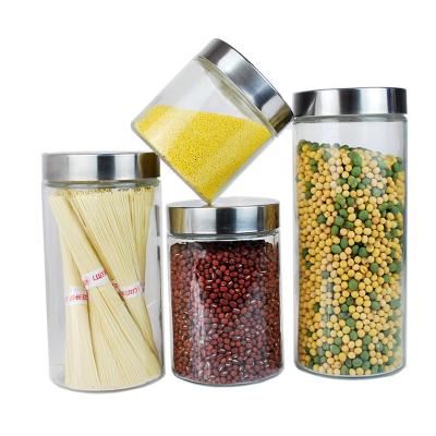 China Classic Pattern Cylinder Glass Container Jars Fine Glass Canister from China Glass Factory zu verkaufen