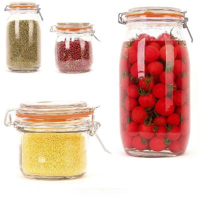 China Clip Lid Top Glass Storage Bottle Preserving Food LHGS004 Transparent for sale