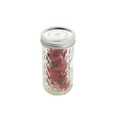 China 6-Piece Glass Mason Jar with Reusable Straws manufacturer Diamond Embossed Mason Jars for sale