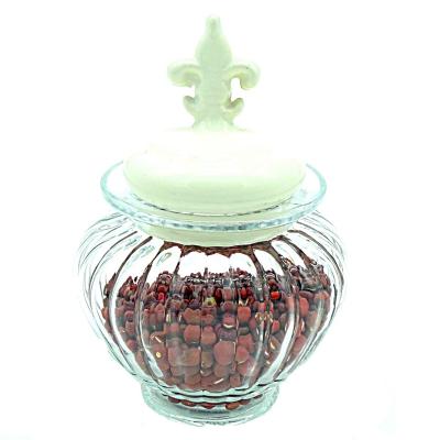 China With Rustic Ceramic Lid Cute Rib Condiment Jars Wholesale Canister Jars zu verkaufen