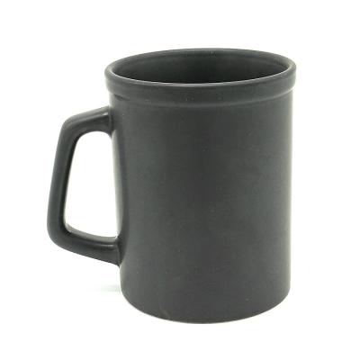 China Classic 16oz Matte Ceramic Coffee Cup Black Sustainable Modern Style LHCM084 for sale