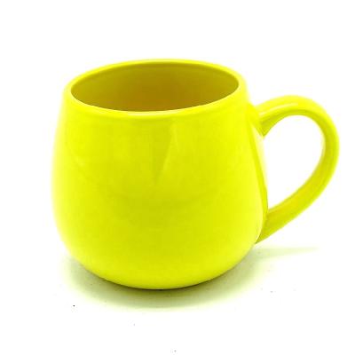 China Yellow Jumbo Mugs Glossy 12oz Ceramic Coffee Mugs for Coffee Set of 4 for sale