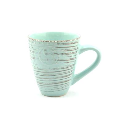 China Cute coffee mugs Teal Green Rustic Ceramic Coffee Mugs 13oz zu verkaufen