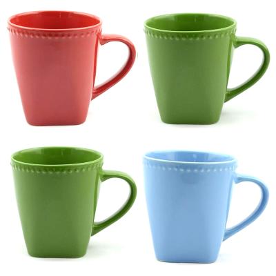 China Unique Design Pearl Rim Ceramic Coffee Mugs 12oz Sage Green mugs coffee cups for sale