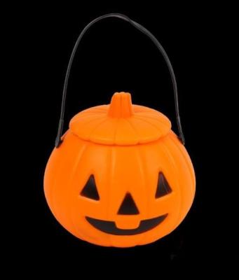 China Halloween pumpkin lamp, plastic pumpkin barrels, children hand pumpkin lanterns, mini barrels, ghost head candy jar prop for sale