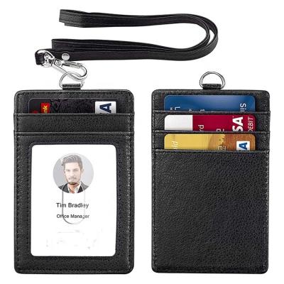 China Japan Name Cute Lanyard Office Staff Badge Place Nordic Name Leather Style PVC ID Card Holder for sale