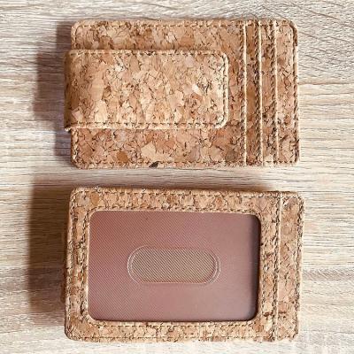 China Cheap RFID Clip Real Cork Wallet Men RFID Front Pocket Minimalist Slim Money Magic Card for sale