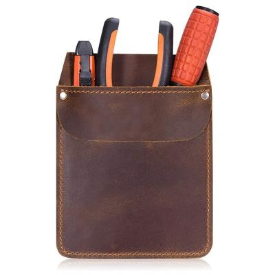 China Wholesale Electrician's Tools Pocket Protector Small Portable Genuine Leather Case Storage Pouch for sale