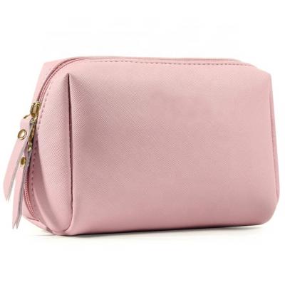 China Fashion Lovely Mini Pink Leather Travel Makeup Girls Cosmetic Bag Wholesale Portable Brush Case for sale