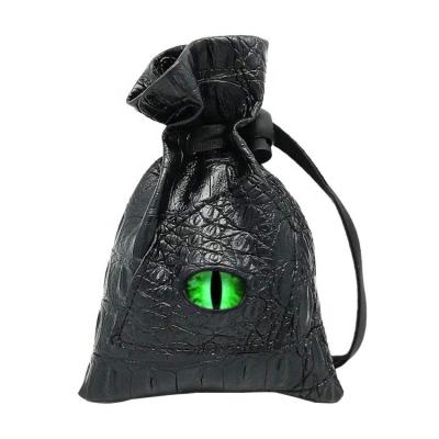 China Cut Out Pocket DND Personalized Gift Cut Out Pouch Drawstring Bag PU Leather Bag Dragon Eye Dice for sale