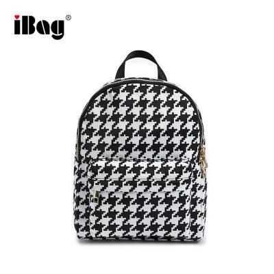 China Houndstooth Women Girl Satin Fabric Mini Backpack Travel School Backpack Waterproof Backpack Shoulder Bag for sale