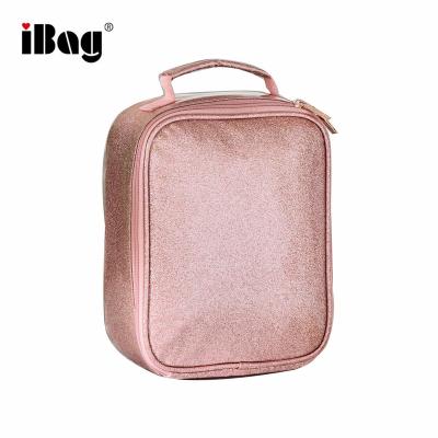 China Waterproof Rose Gold Glitter Ice Bottle Cooler Bag Insulated For Juice for sale