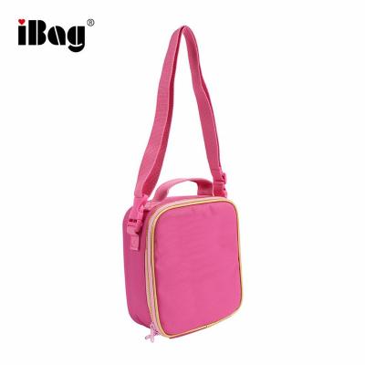 China Waterproof Pink Lunch Bags For Kids Insulated Thermal Cooler Bag With Long Strap for sale