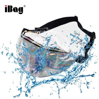 China Water Proof Spencer Hologram Fanny Waist Pack Bum Travel Waist Pouch Bag Shiny Metallic for Women (Clear) for sale