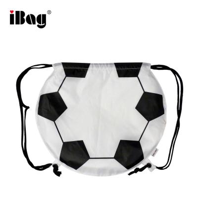 China Simple Style Soccer Drawstring Backpack Strap Bag Gym Tote Bag School Sport Cylinder Sports Train Bag for sale