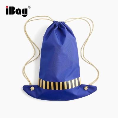 China Simple Halloween Witch Style Witch's Tote Bag Nylon School Sport Packet Hat Shape Bag Drawstring Backpack Strap Bag for sale