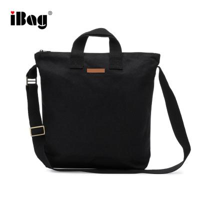 China Cotton Tote Bag Large Capacity Black Standard Size Waxed Canvas Plain Tote Bag For Women for sale