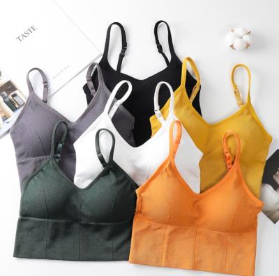 China QUICK DRY Women Crop Tops Underwear Seamless Tank Bra Top Padded Fashion Camis Comfort Sports Backless Wireless Tube Top for sale